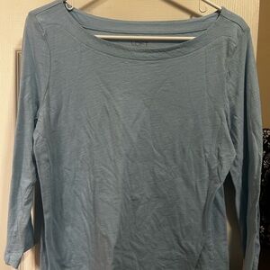 LOFT Women's Sky Blue 3/4 Sleeve Tee, boat neck